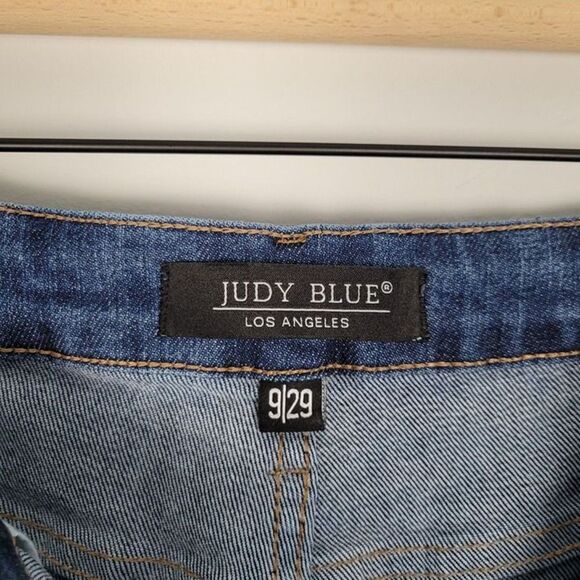 Judy Blue Size 29 Wide Leg High Rise Crop Jeans Stretch Denim Blue - Picture 12 of 12